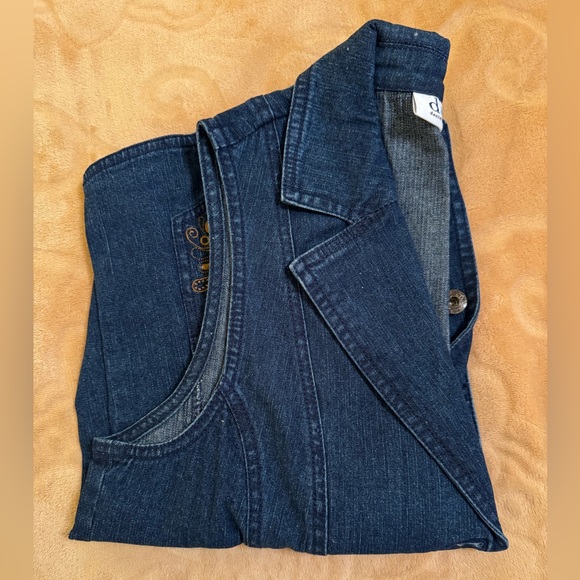 Denim & Co. Stretch Denim Embroidered
Button Front Vest XS - Picture 7 of 14